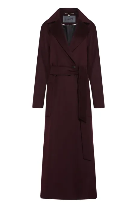 Płaszcz z paskiem z domieszką kaszmiru i jedwabiu czerwony