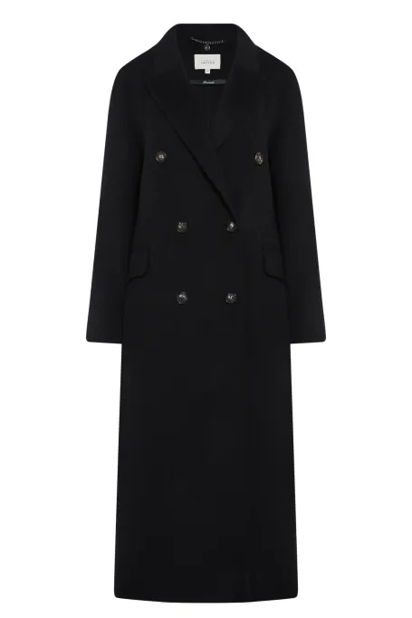 Czarny płaszcz z kaszmirem doubleface