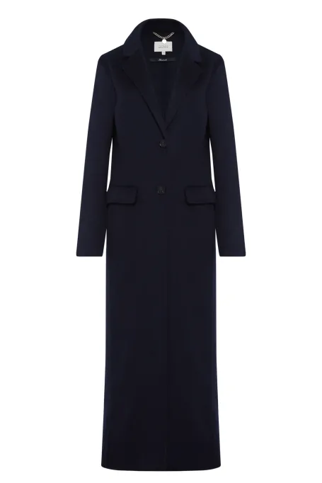 Długi granatowy płaszcz doubleface granatowy