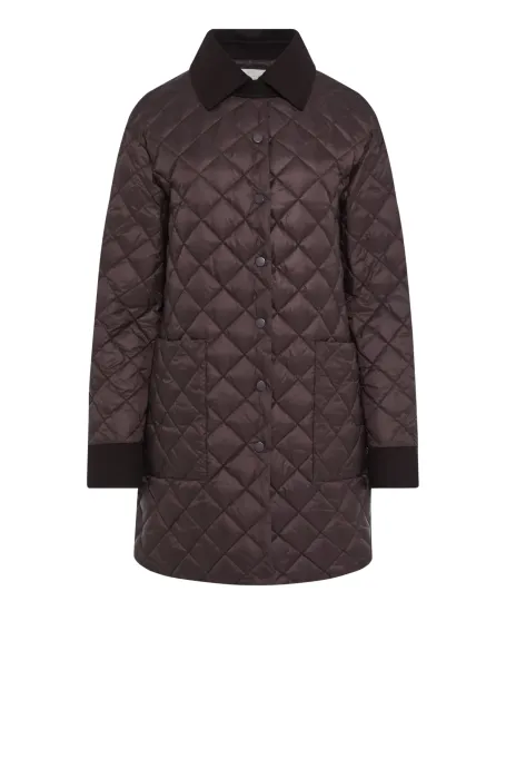 Pikowana kurka puchowa z kołnierzykiem brązowy