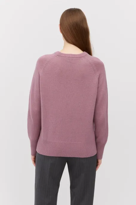 Fioletowy sweter z kaszmirem i wełną merino