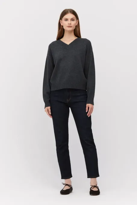 Szary sweter z kaszmirem i wełną merino