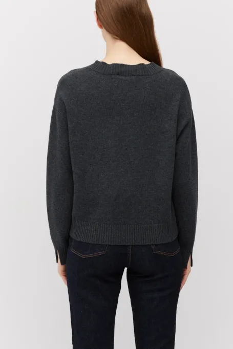 Szary sweter z kaszmirem i wełną merino
