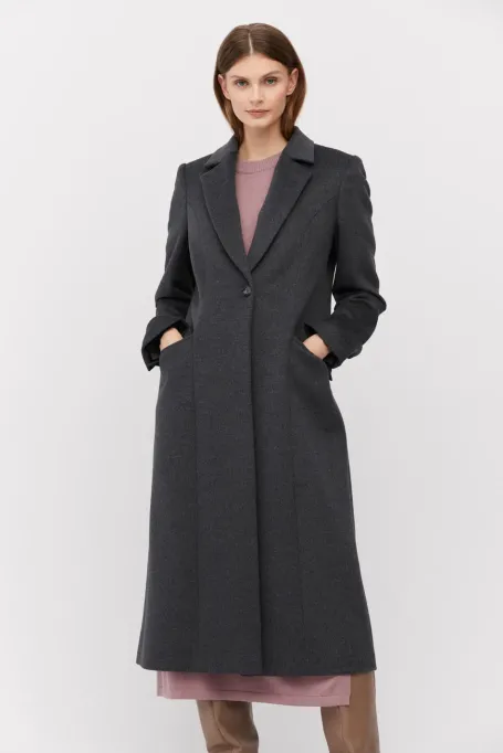 Ciemnoszary płaszcz z wełny