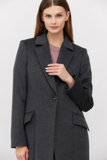 Ciemnoszary płaszcz z wełny