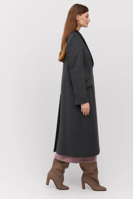 Ciemnoszary płaszcz z wełny