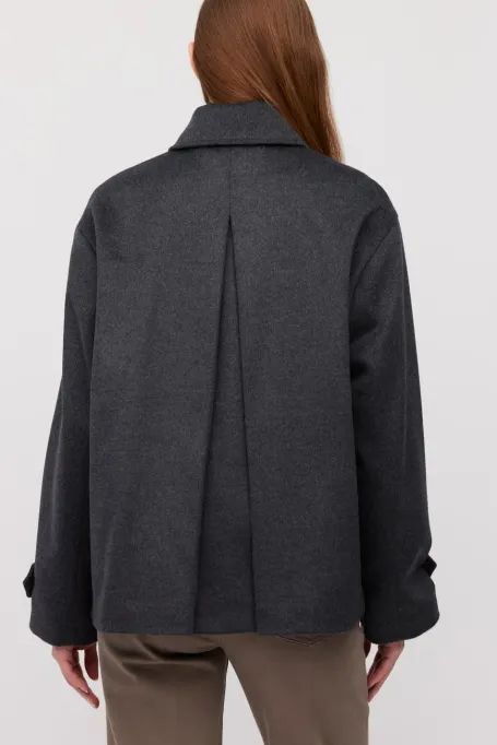 Ciemnoszara kurtka z wełny
