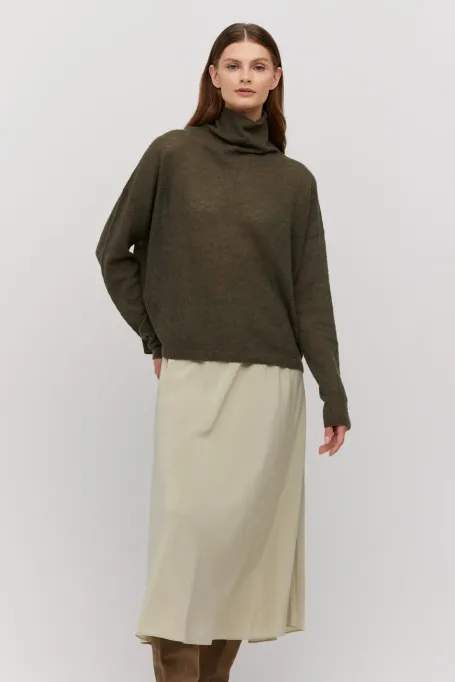 Zielony luźny golf z wełną alpaki damski - Patrizia Aryton