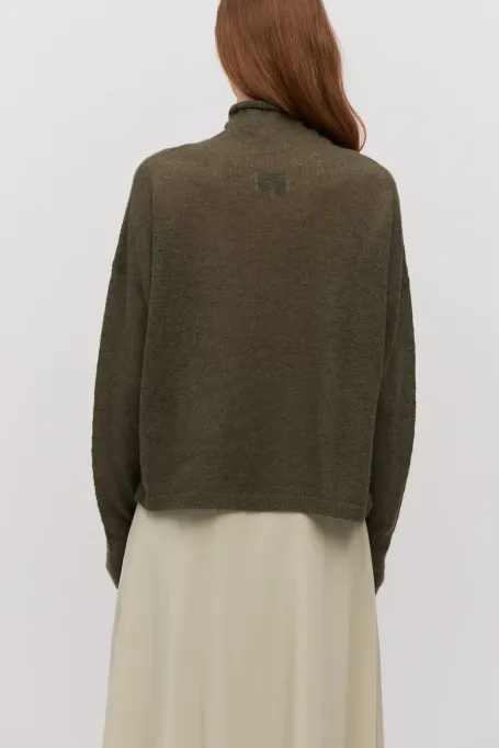 Zielony luźny golf z wełną alpaki damski - Patrizia Aryton