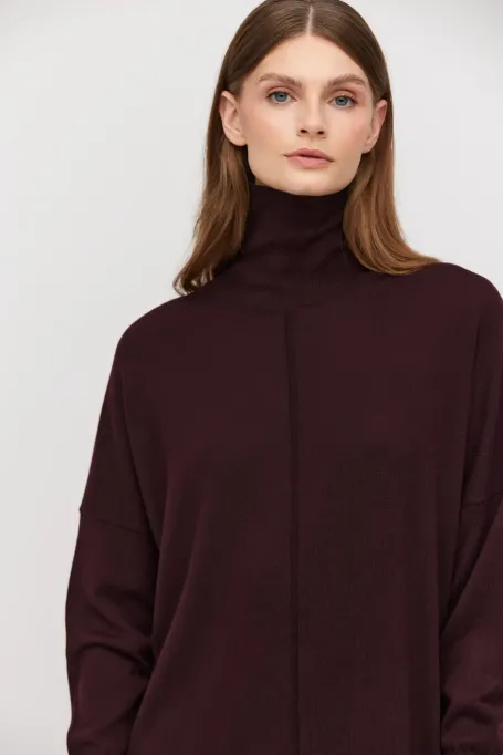 Sukienka z golfem z wełny merynosowej czerwony