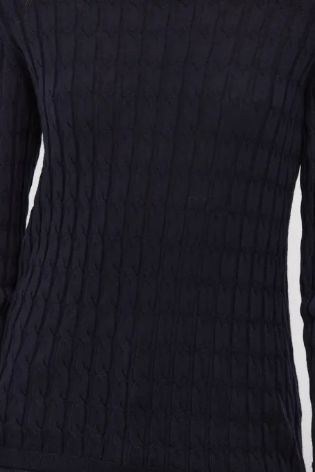 Bluzka z warkoczowym splotem z wełny merynosowej granatowy