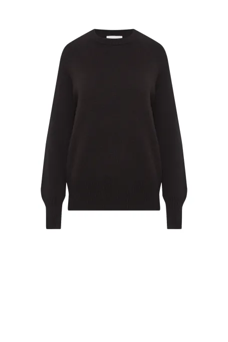 Brązowy sweter z kaszmirem i wełną merino