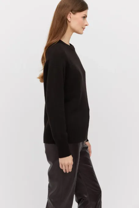 Brązowy sweter z kaszmirem i wełną merino - Patrizia Aryton