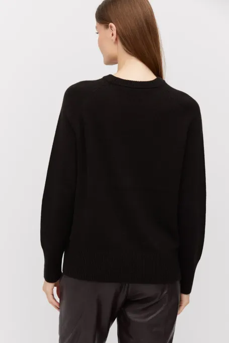 Brązowy sweter z kaszmirem i wełną merino