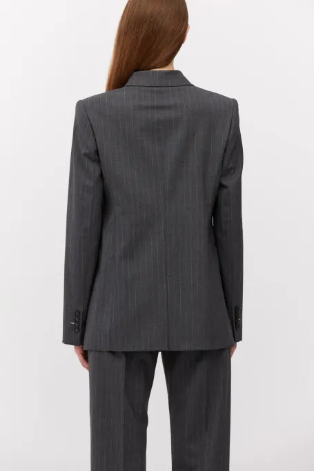 Szary wełniany żakiet w paski do garnituru