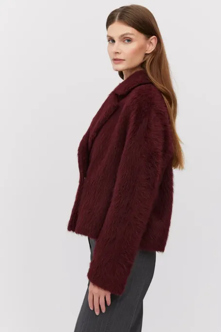 Kurtka z alpaką i wełną jagnięcą czerwony