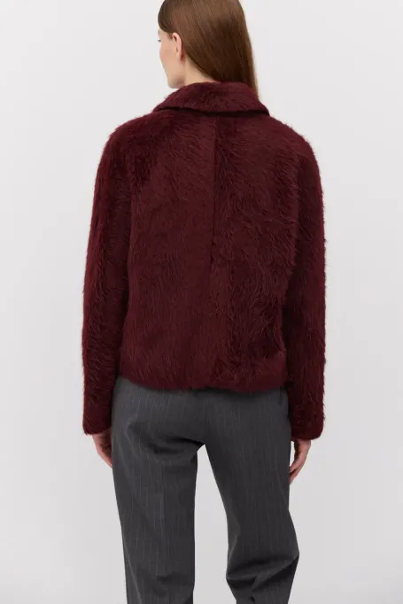 Kurtka z alpaką i wełną jagnięcą czerwony