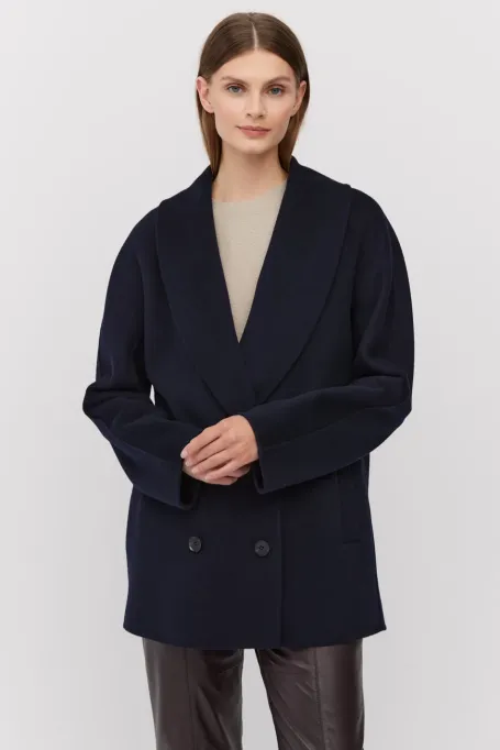 Granatowa kurtka z jedwabiem doubleface