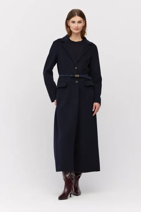 Długi granatowy płaszcz doubleface granatowy