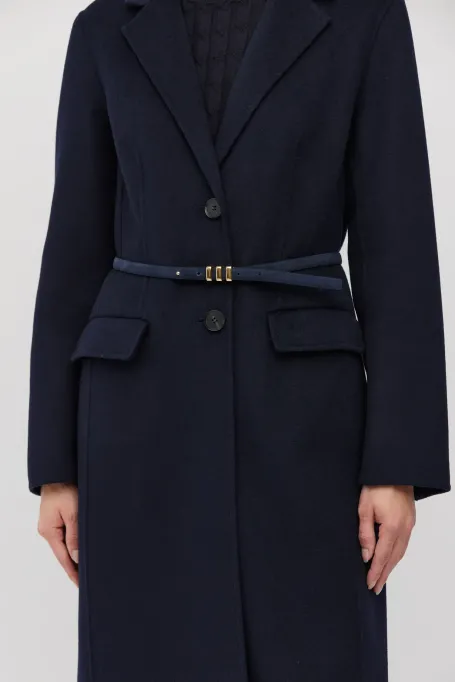 Długi granatowy płaszcz doubleface granatowy