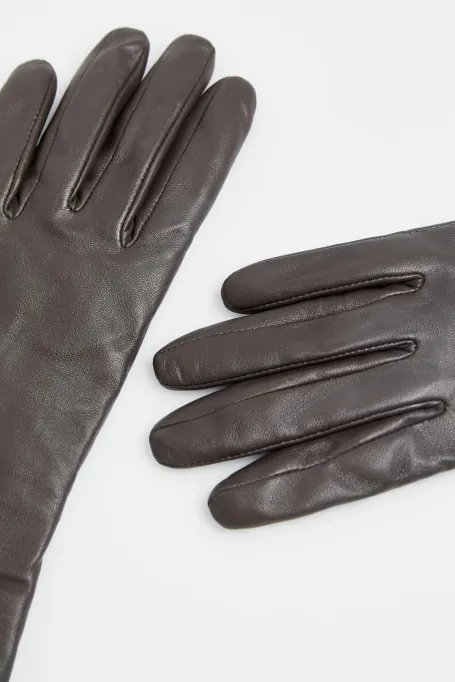 Brązowe skórzane rękawiczki