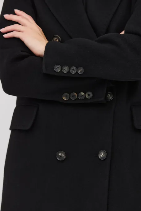 Czarny płaszcz z kaszmirem doubleface