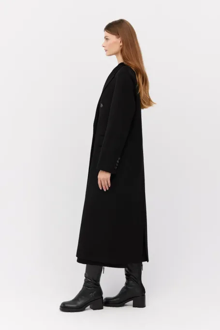 Czarny płaszcz z kaszmirem doubleface