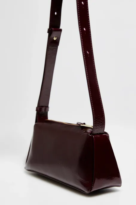 Mała bakłażanowa torebka skórzana damska - Patrizia Aryton