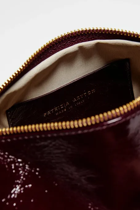 Mała bakłażanowa torebka skórzana damska - Patrizia Aryton