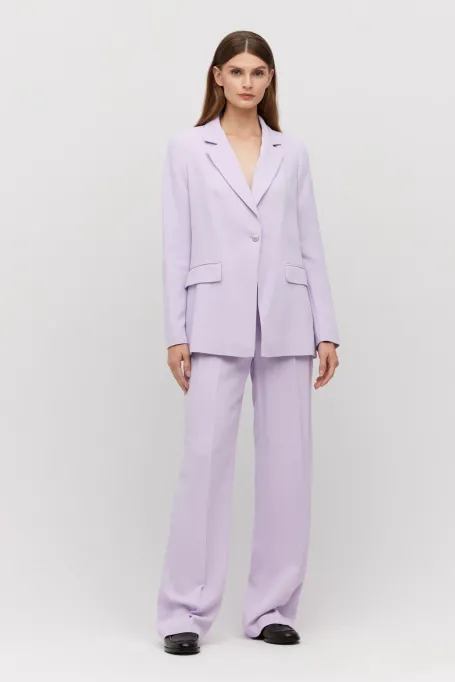 Liliowy żakiet jednorzędowy do garnituru damski - Patrizia Aryton