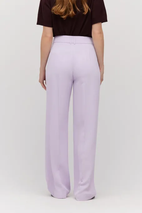 Liliowe szerokie spodnie do garnituru z wiskozy damskie - Patrizia Aryton