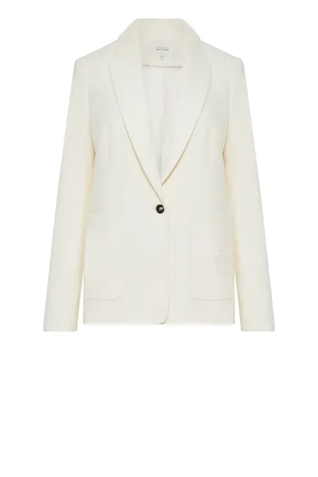 Wełniany żakiet do garnituru z domieszką kaszmiru biały Wełniany żakiet do garnituru z domieszką kaszmiru biały