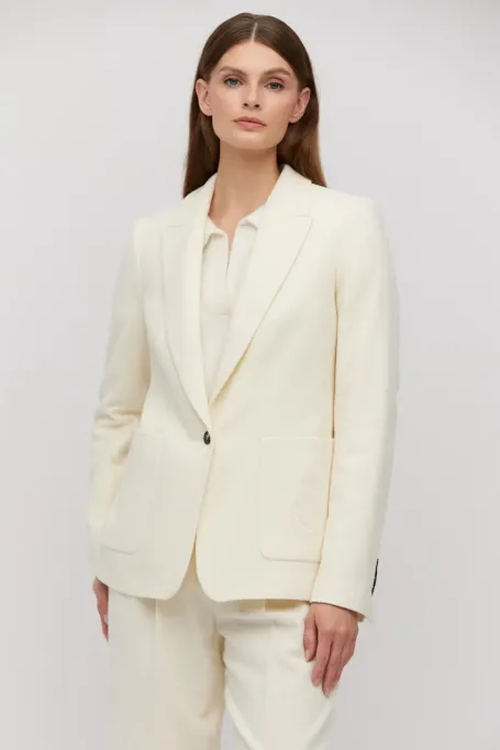 Wełniany żakiet do garnituru z domieszką kaszmiru biały Wełniany żakiet do garnituru z domieszką kaszmiru biały