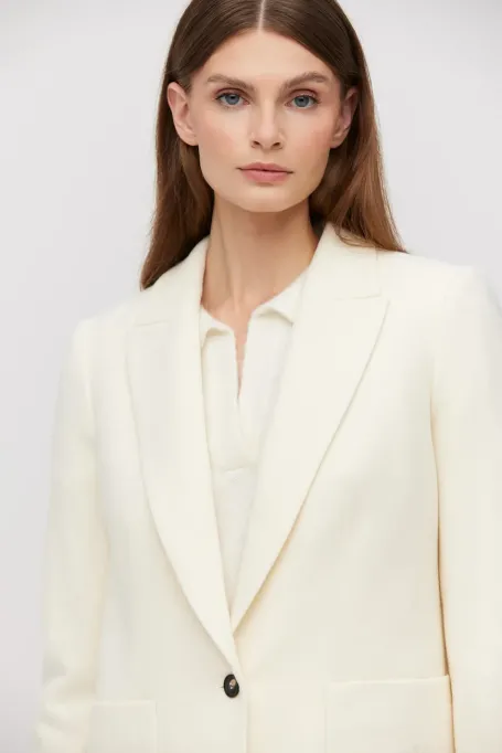 Wełniany żakiet do garnituru z domieszką kaszmiru biały Wełniany żakiet do garnituru z domieszką kaszmiru biały