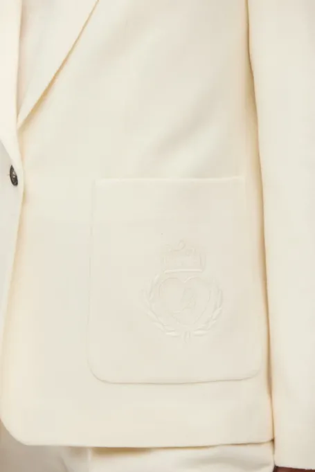 Wełniany żakiet do garnituru z domieszką kaszmiru biały Wełniany żakiet do garnituru z domieszką kaszmiru biały