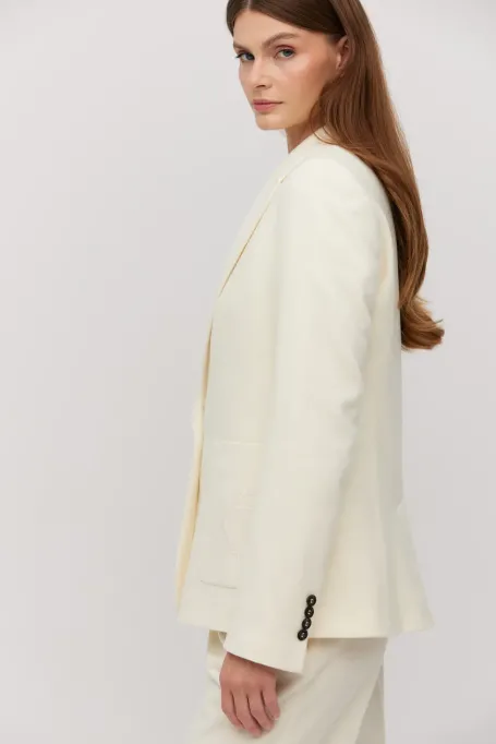 Wełniany żakiet do garnituru z domieszką kaszmiru biały Wełniany żakiet do garnituru z domieszką kaszmiru biały