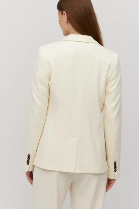 Wełniany żakiet do garnituru z domieszką kaszmiru biały Wełniany żakiet do garnituru z domieszką kaszmiru biały