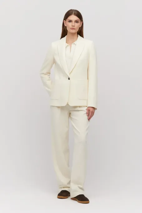 Wełniane spodnie do garnituru z domieszką kaszmiru biały Wełniane spodnie do garnituru z domieszką kaszmiru biały