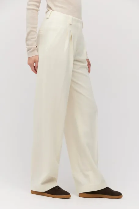 Wełniane spodnie do garnituru z domieszką kaszmiru biały Wełniane spodnie do garnituru z domieszką kaszmiru biały