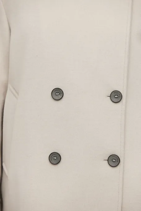 Beżowa dwurzędowa kurtka z wełny Beżowa dwurzędowa kurtka z wełny