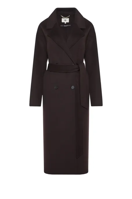 Brązowy dwurzędowy płaszcz doubleface z jedwabiem Brązowy dwurzędowy płaszcz doubleface z jedwabiem