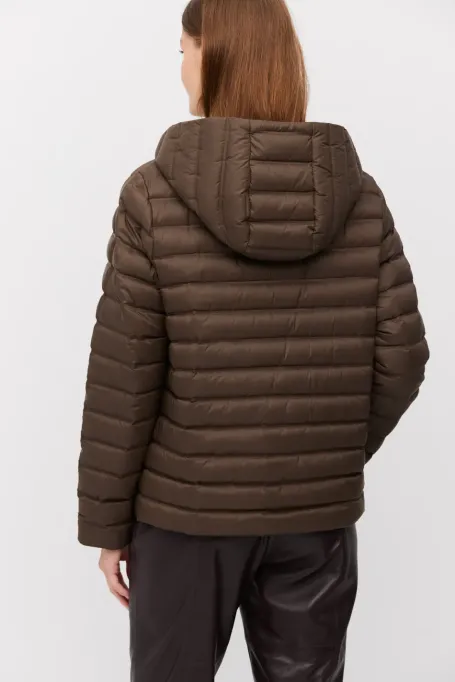 Puchowa kurtka z kapturem brązowy Puchowa kurtka z kapturem brązowy