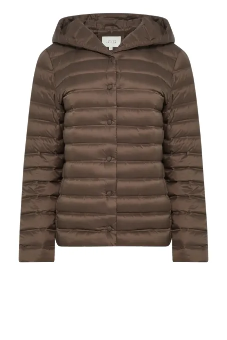 Puchowa kurtka z kapturem brązowy Puchowa kurtka z kapturem brązowy