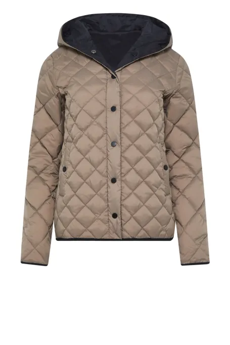 Dwustronna kurtka puchowa z kapturem brązowy Dwustronna kurtka puchowa z kapturem brązowy