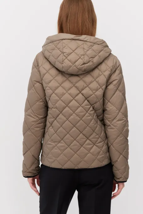 Dwustronna kurtka puchowa z kapturem brązowy Dwustronna kurtka puchowa z kapturem brązowy
