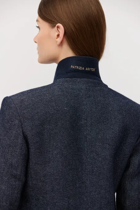 Granatowy żakiet do garnituru z lnem i kaszmirem Granatowy żakiet do garnituru z lnem i kaszmirem