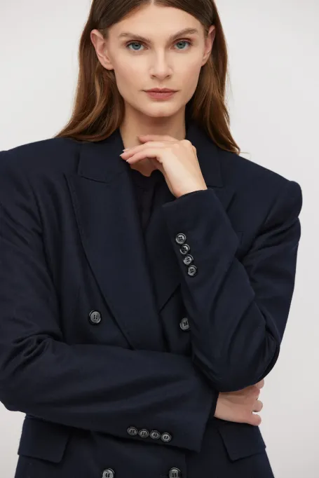 Granatowy żakiet do garnituru z kaszmirem