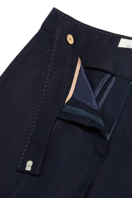 Granatowe spodnie do garnituru z kaszmirem