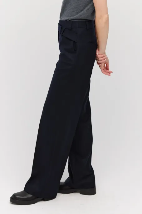 Granatowe spodnie do garnituru z kaszmirem