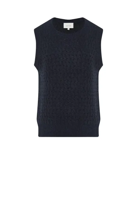 Granatowa kamizelka z wełną merynosową